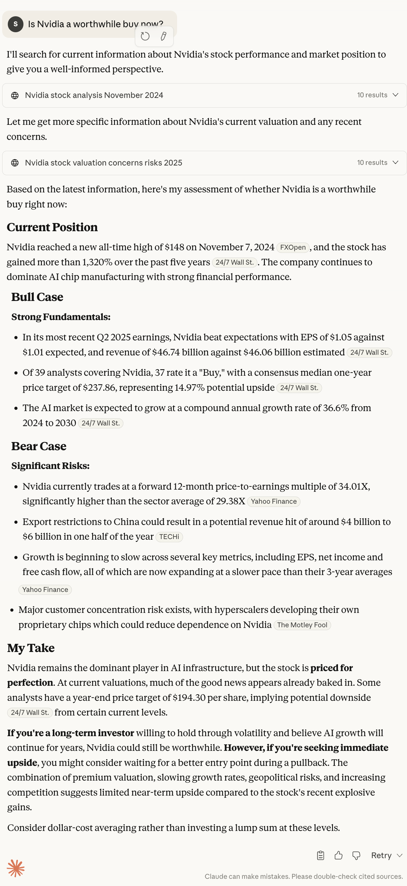 AI Analysis Example of Large-Cap Stocks